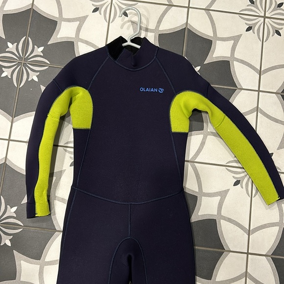 Kids' Surfing Wetsuit 4/3 Neoprene - 100 CW Blue Green - Picture 7 of 16